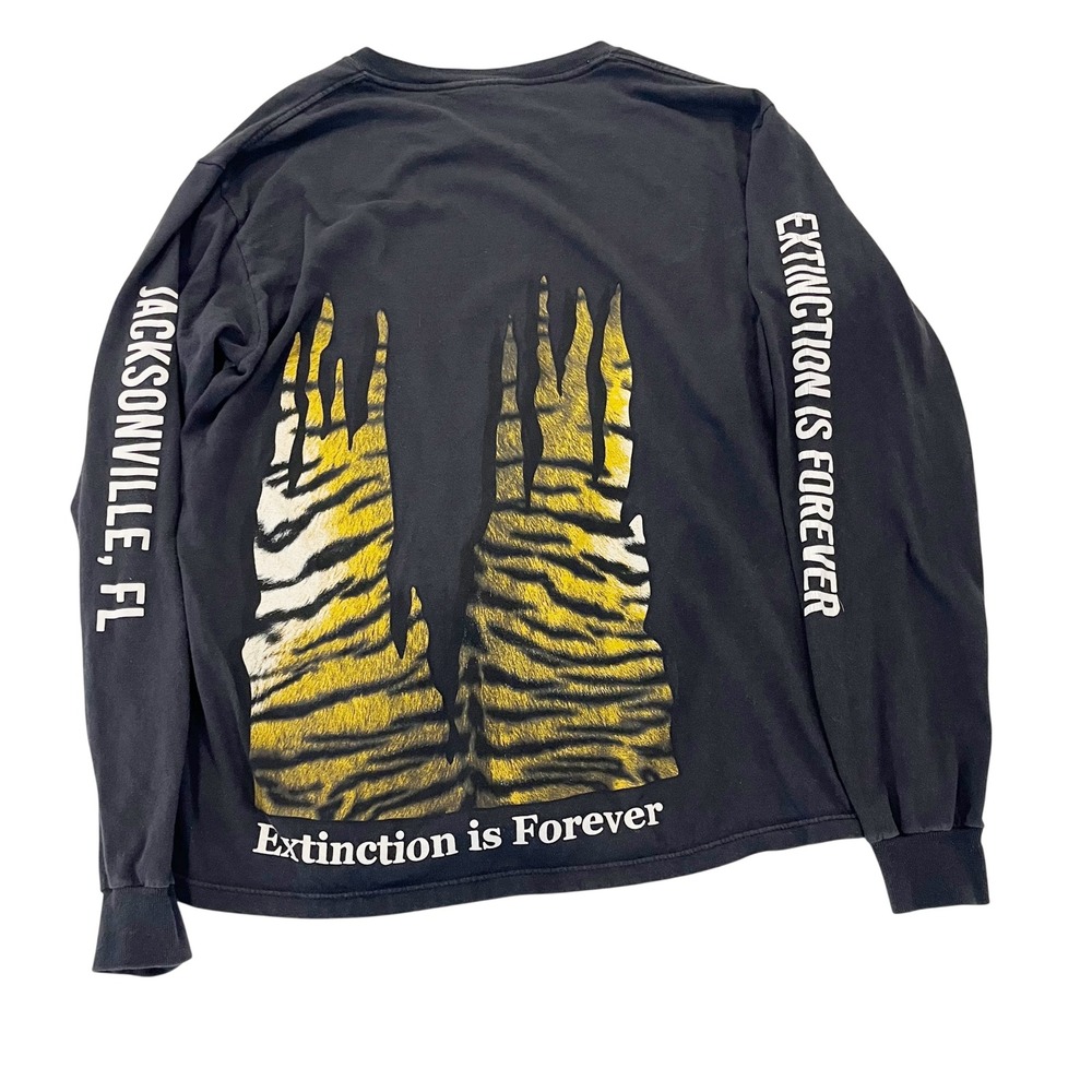 Vintage 90s Soffe Extinction Is Forever Tiger Long Sleeve Shirt Mens Medium